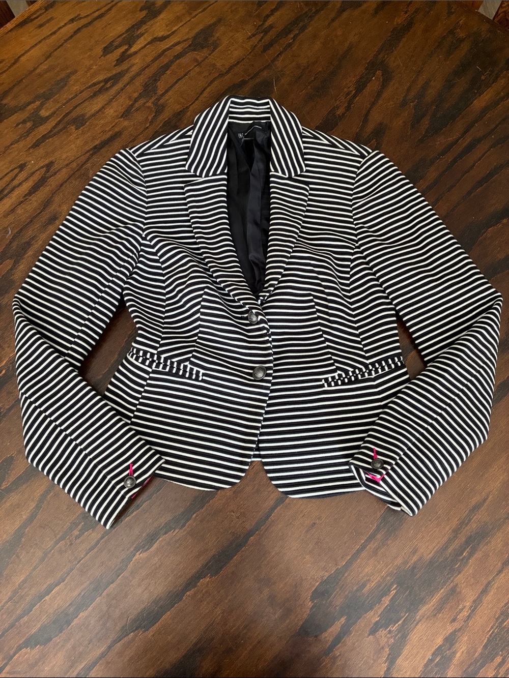 INC International Concepts Black and White Striped Blazer